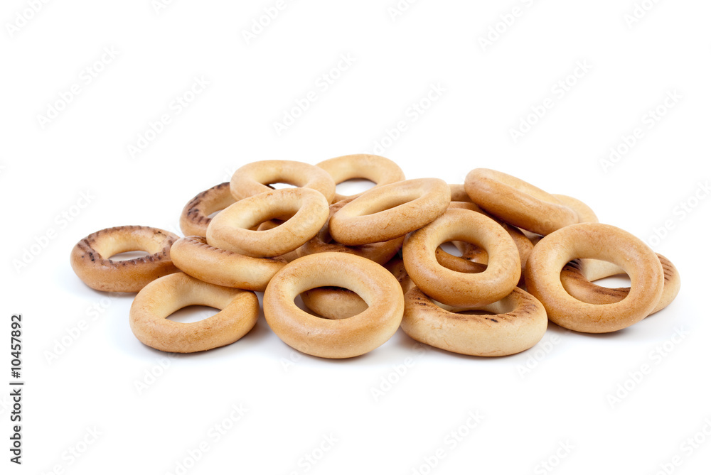 Some bread-rings isolated on the white background
