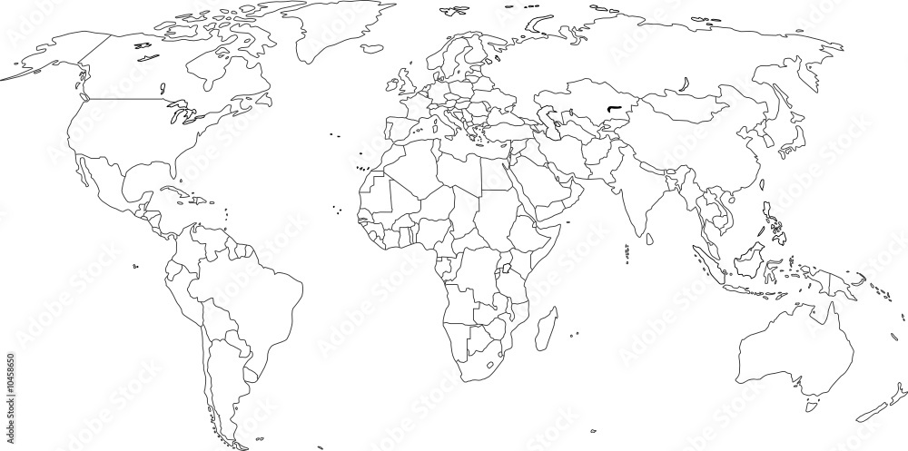 Weltkarte - Grenzen sind auf eigener Ebene (ein/aus) mögl.