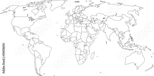 Weltkarte - Grenzen sind auf eigener Ebene (ein/aus) mögl. photo