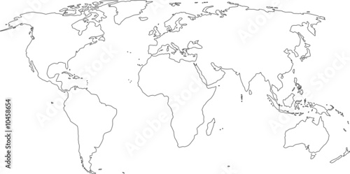 Weltkarte, Outline in schwarz photo
