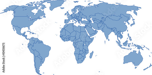 Weltkarte - Vektor mit genauen Grenzen auf eigener Ebene