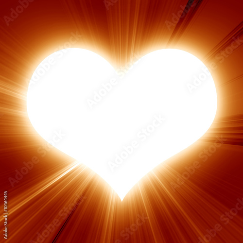 bright sunny heart on a red background