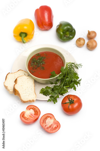 Fresh vegetable soup and bread