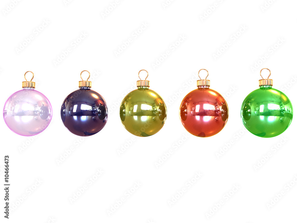Few colored christmas balls isolated on white Few colored christmas balls isolated on white