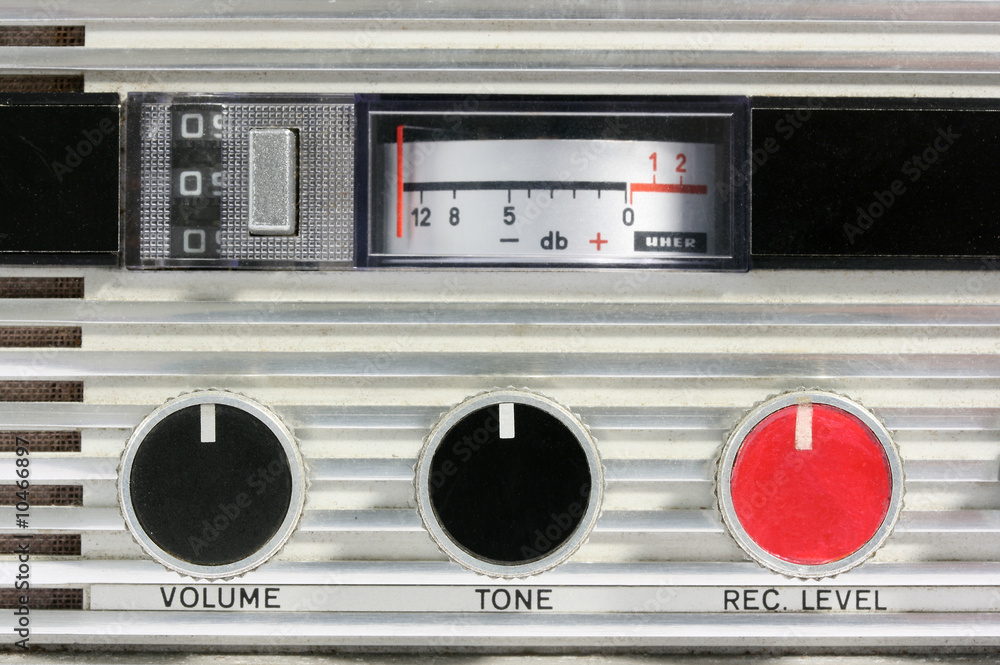 Fototapeta premium Close up of classic open reel tape recorder