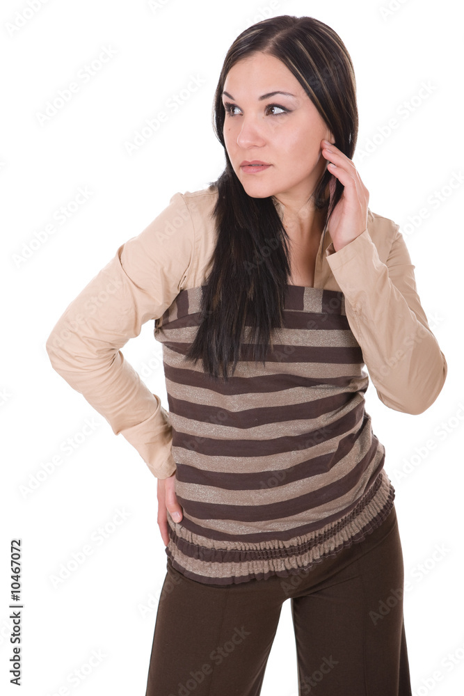 attractive brunette woman isolated on white background attractive brunette woman isolated on white background