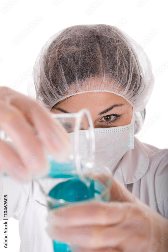 attractive brunette female doctor in laboratory attractive brunette female doctor in laboratory