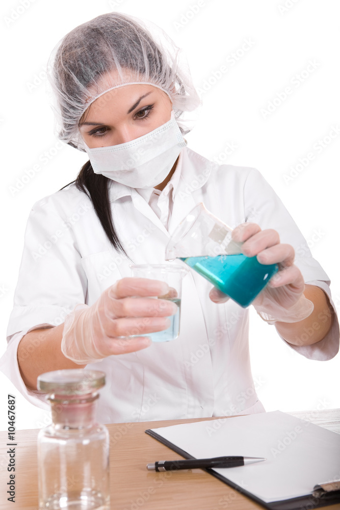 attractive brunette female doctor in laboratory attractive brunette female doctor in laboratory