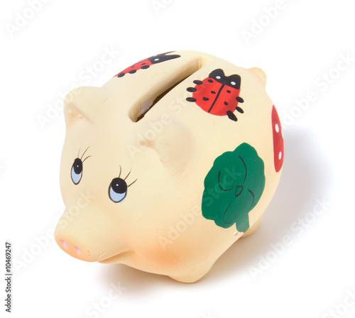 Piggy bank isolated on white background photo