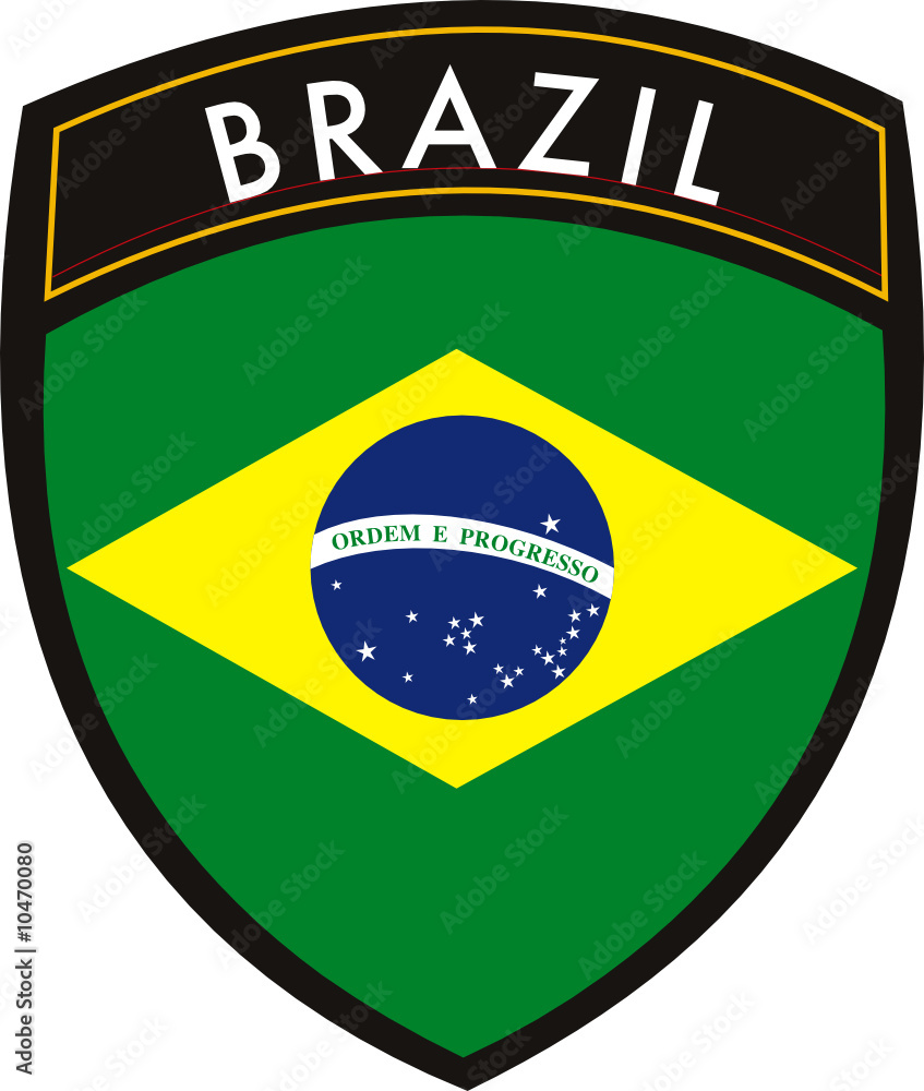 brazil vector patch flag - obrazy, fototapety, plakaty 