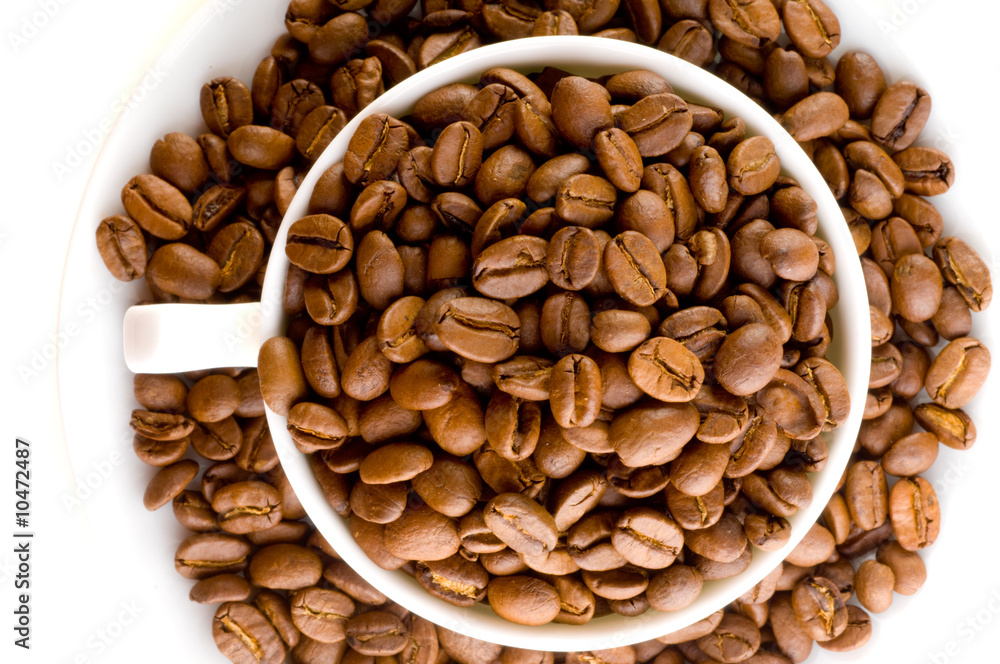 Fototapeta premium Coffee cup and grain.