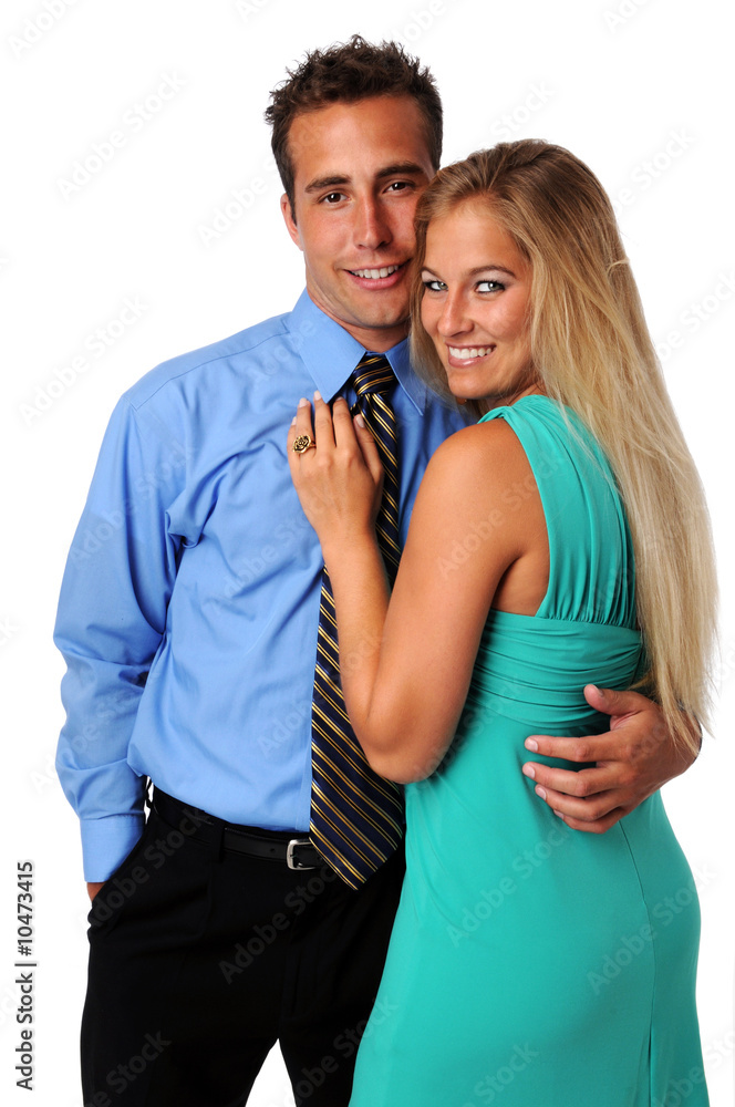 Couple smiling isolated over a white background Couple smiling isolated over a white background