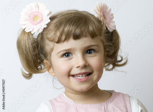 Little girl with pink gerber portrait