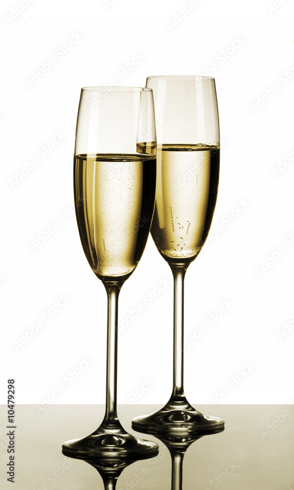 Festive glasses of champagne, isolated Festive glasses of champagne, isolated
