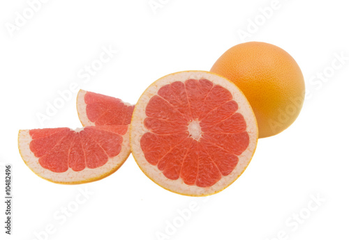 Juicy and bright grapefruit isolated on the white