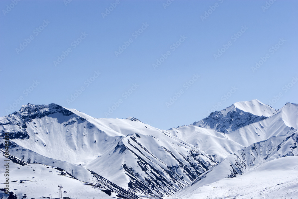 Snowy mountains during late winter