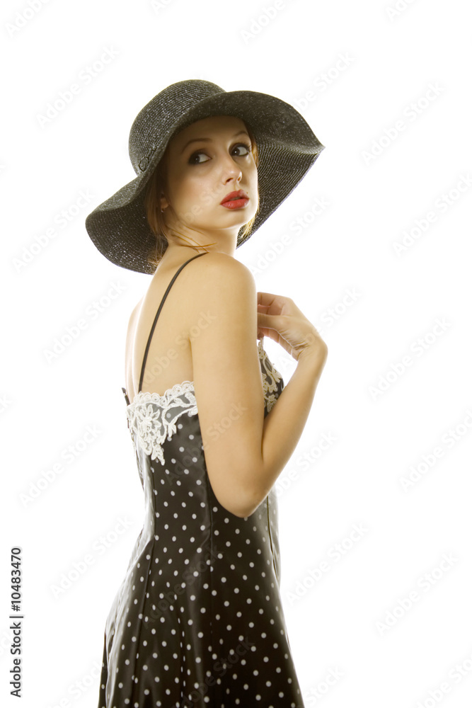 Sexy woman in black hat and dress Sexy woman in black hat and dress