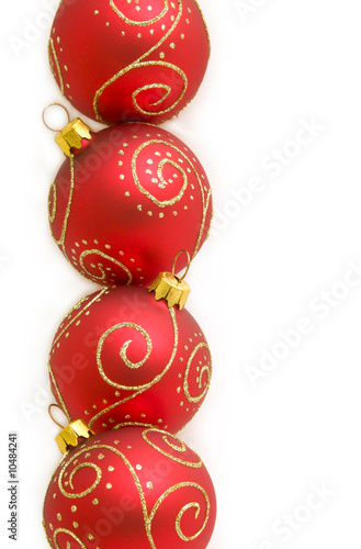 red christmas balls on white background