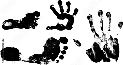 Children's and man's hand and foot prints