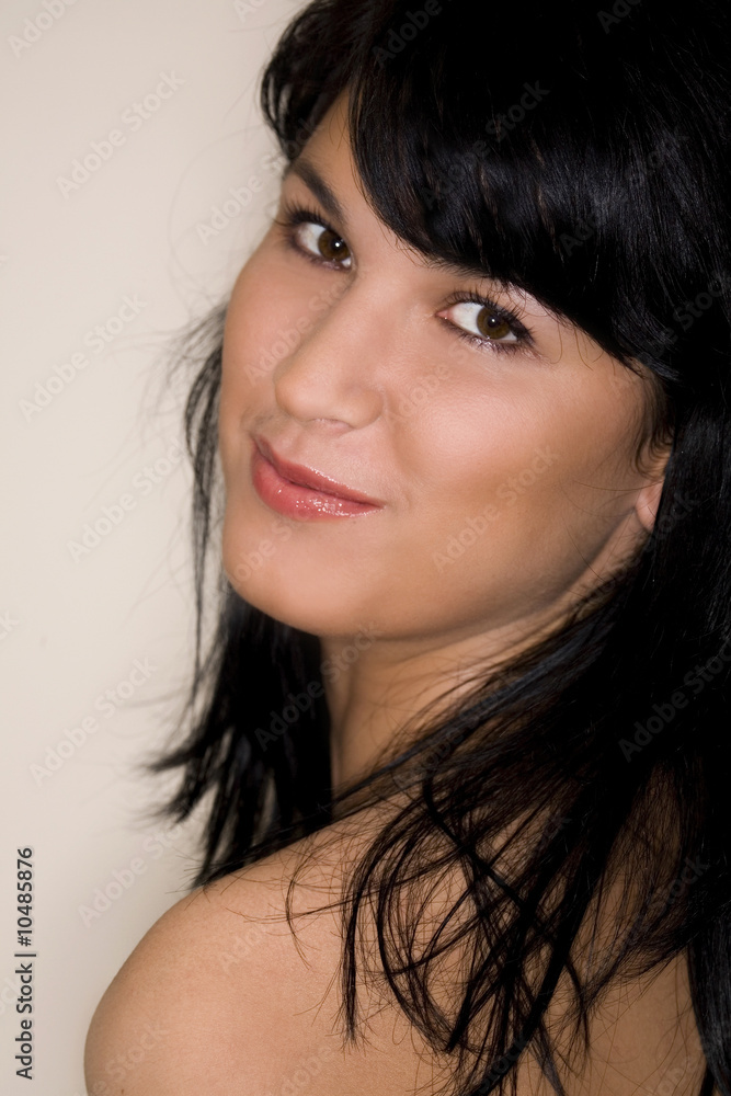 black hair young beautiful woman studio portrait black hair young beautiful woman studio portrait