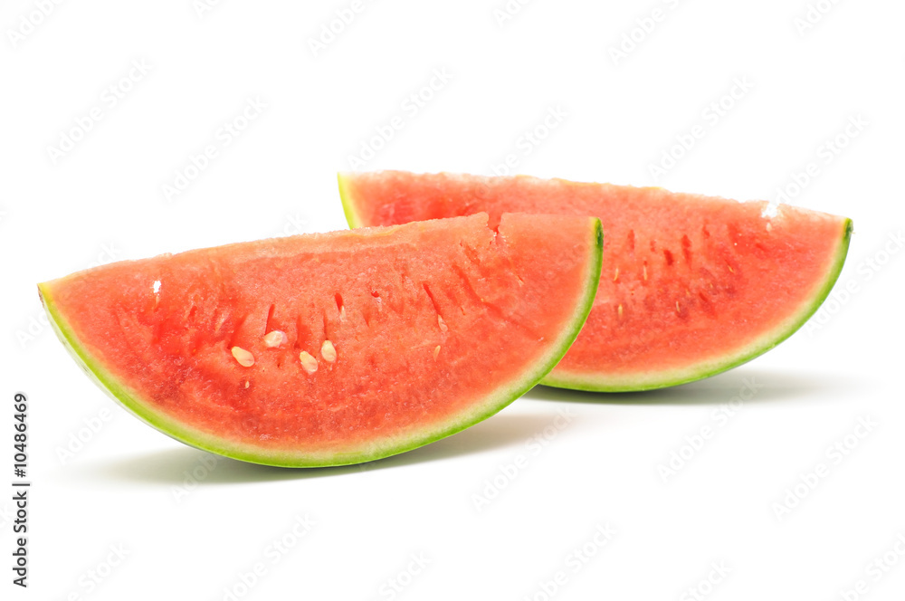Slices of watermelon in isolated white background Slices of watermelon in isolated white background