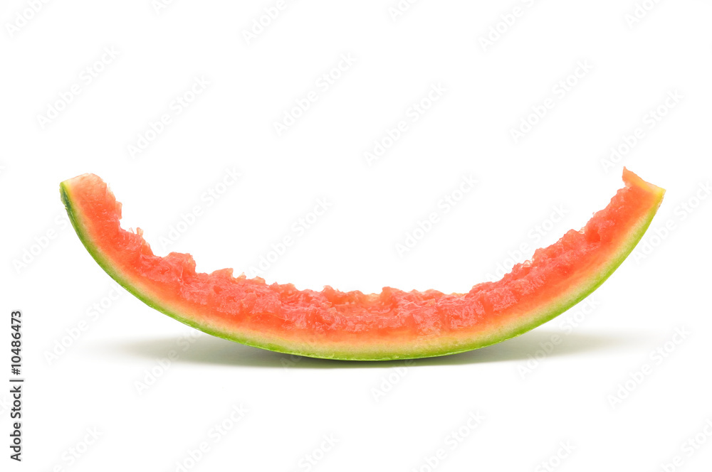 Slice of watermelon skin in isolated white background Slice of watermelon skin in isolated white background