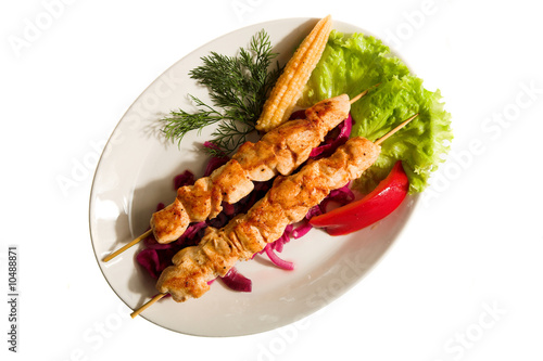 grilled meat isolated on the white background