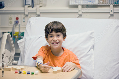 Little Boy Painting in the Hospital