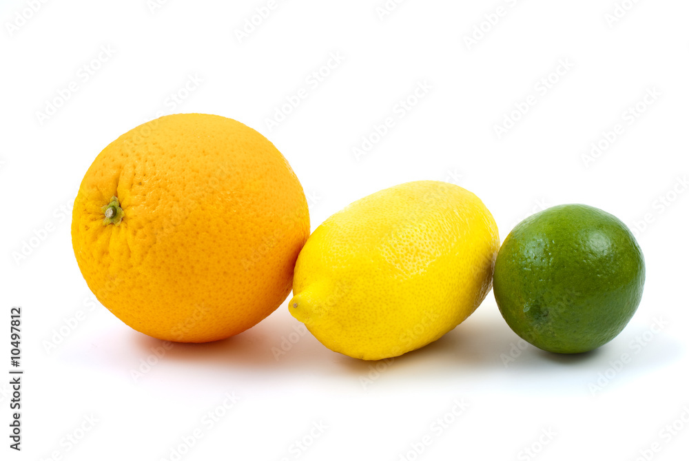 Orange, lemon and lime isolated on the white background Orange, lemon and lime isolated on the white background