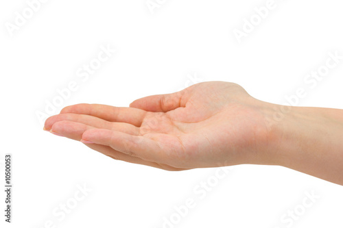 Empty hand isolated on white background