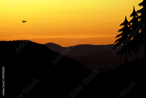 Beautiful sunset over the mountains.