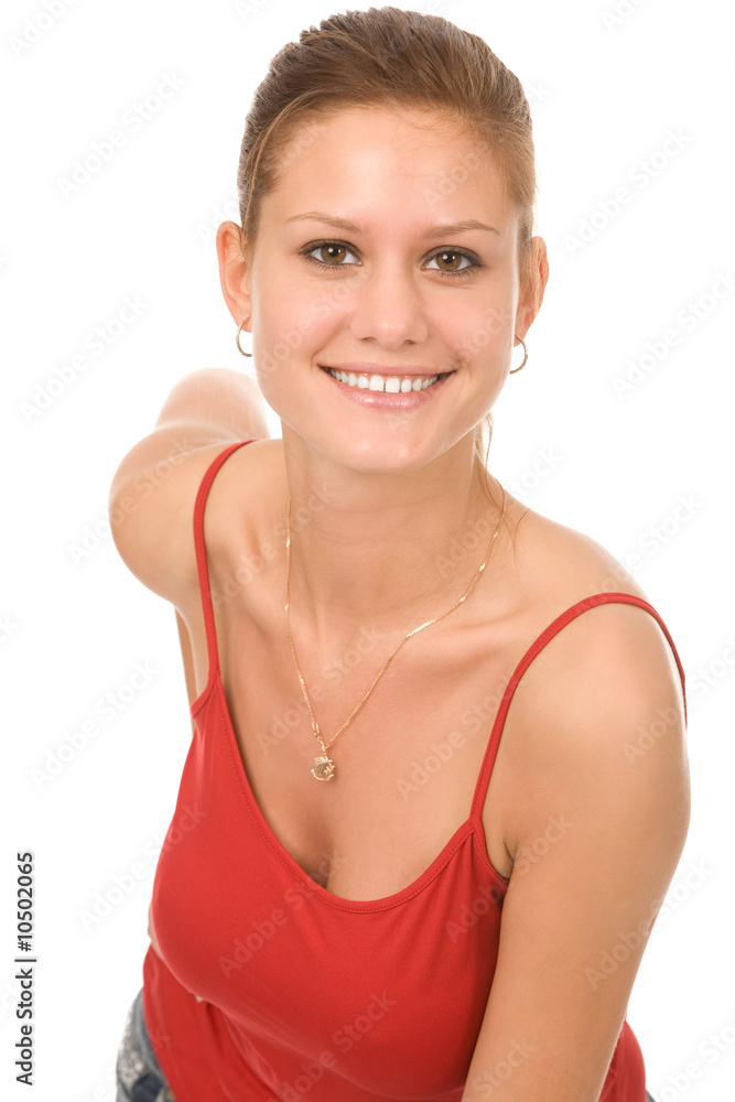 portrait of gladness woman on a white background portrait of gladness woman on a white background