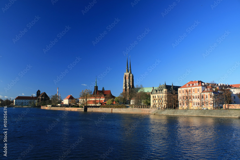 view of ostrow tumski, wroclaw, poland, famous landmark view of ostrow tumski, wroclaw, poland, famous landmark