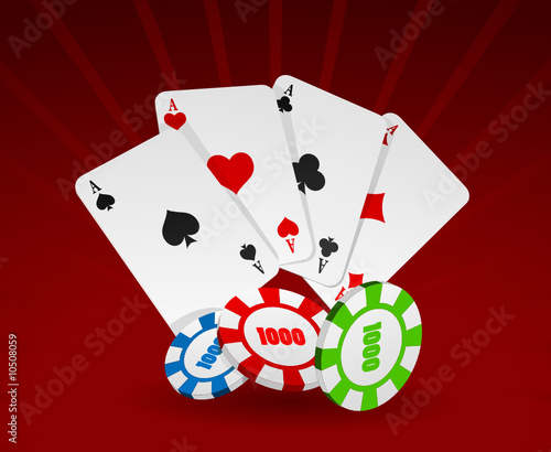Vector illustration of cards and chips