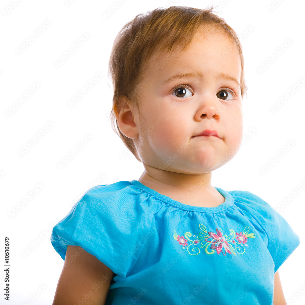 Sad Little girl isolated on white Sad Little girl isolated on white