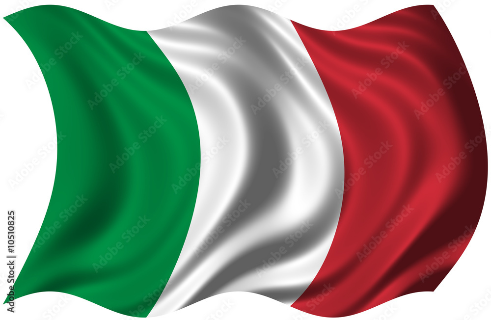 The National Flag of Italy on white
