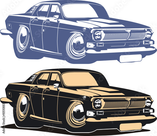 Vector cartoon retro muscle car