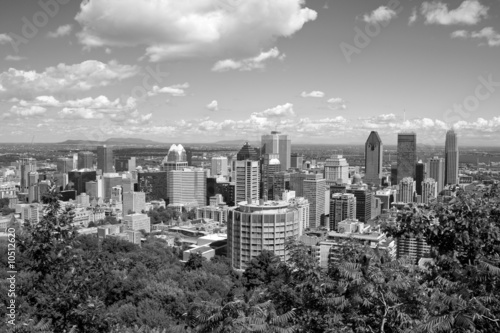 A b w panorama of Montreal from Mont Royal
