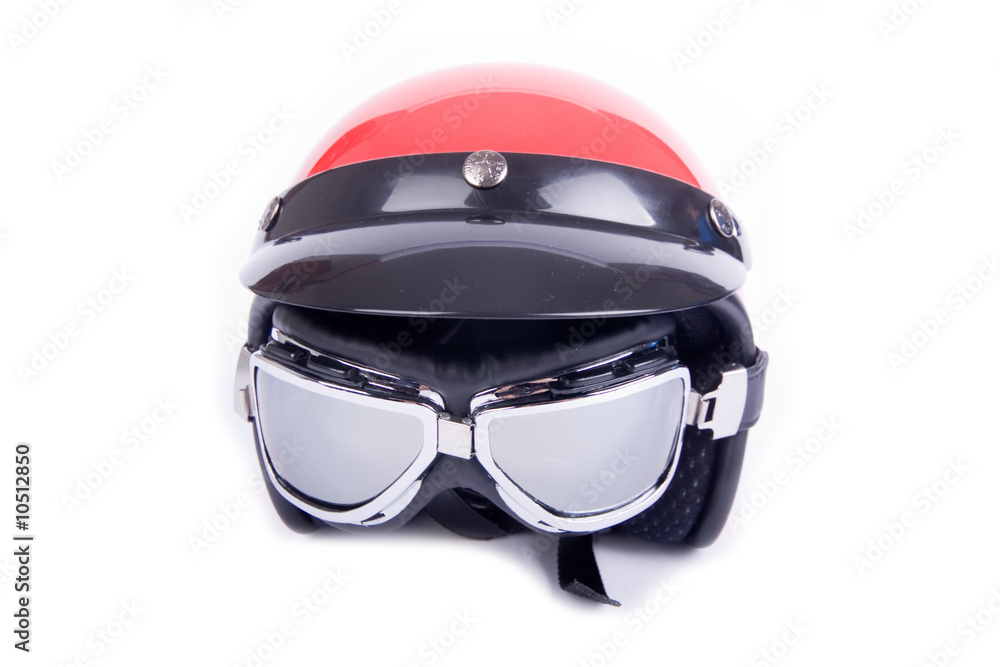 Retro helmet and goggles motorcyclist's Retro helmet and goggles motorcyclist's