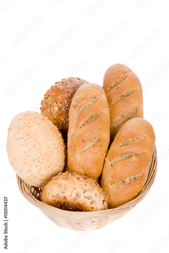 close up of fresh white bread, isolated on white