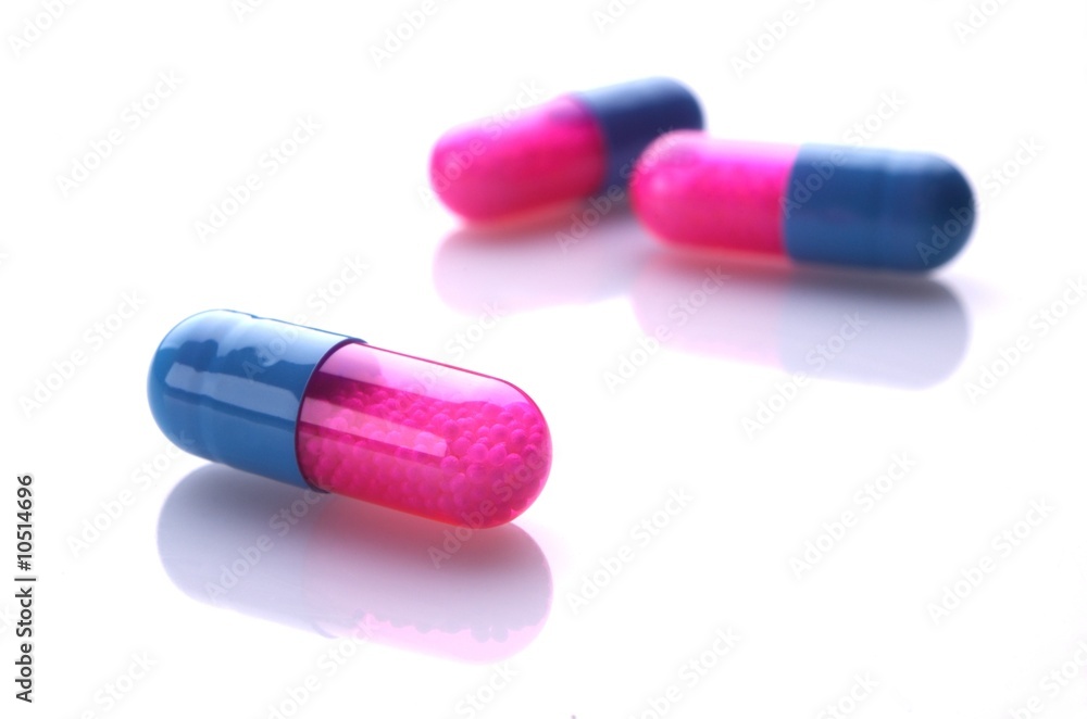 Pink and blue capsules Pink and blue capsules