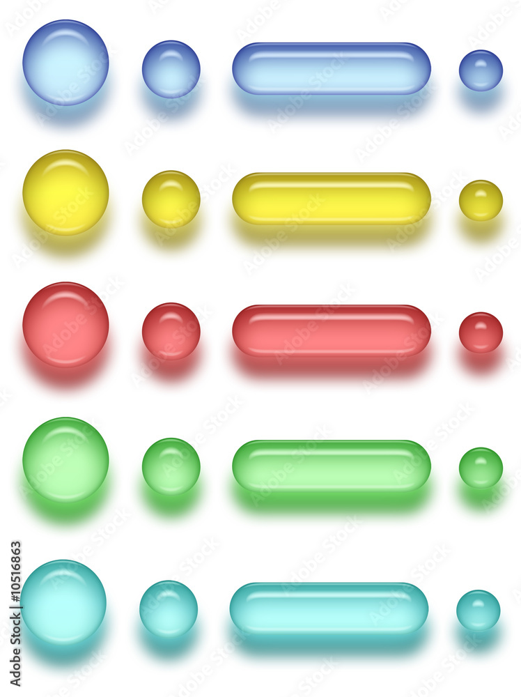 aqua buttons on a white background