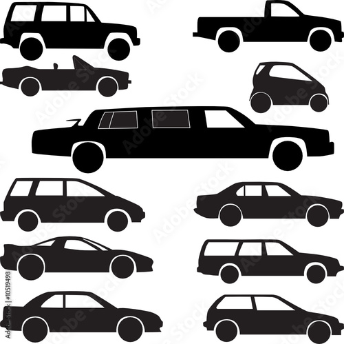 car collection silhouette vector