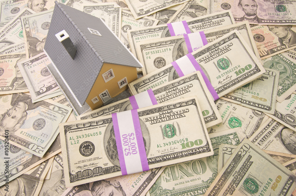 Home with Stacks of Money as Background. Home with Stacks of Money as Background.