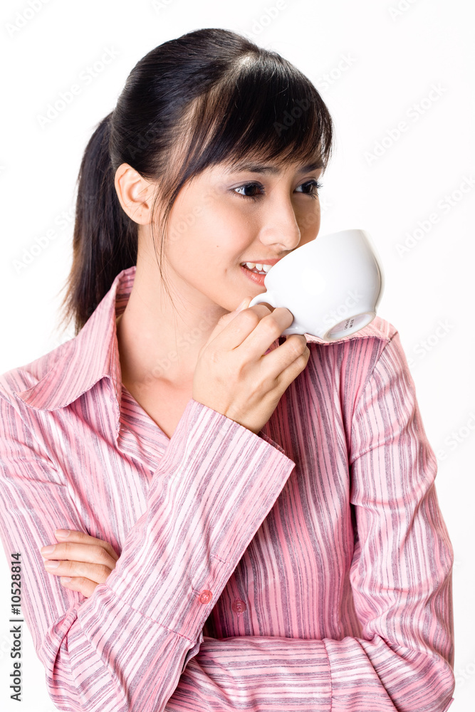 asian businesswoman drinking a cup of tea asian businesswoman drinking a cup of tea