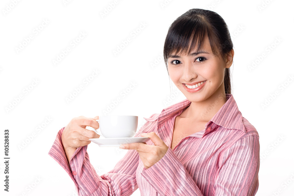 asian businesswoman drinking a cup of tea asian businesswoman drinking a cup of tea