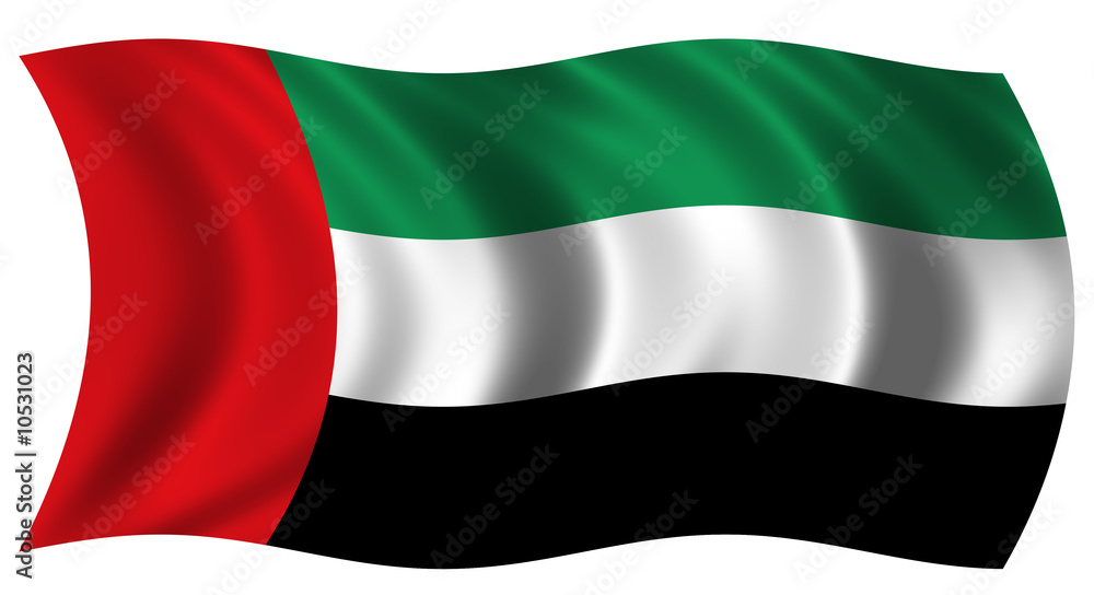 The National Flag of the United Arab Emirates on white