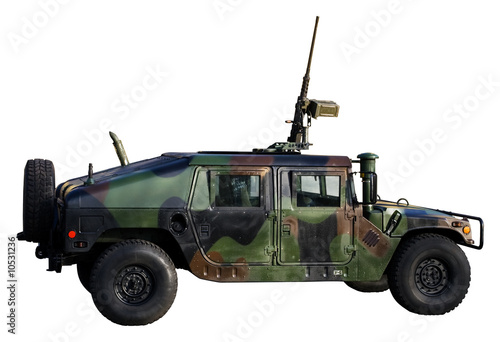 Army truck isolated on white. Clipping path included