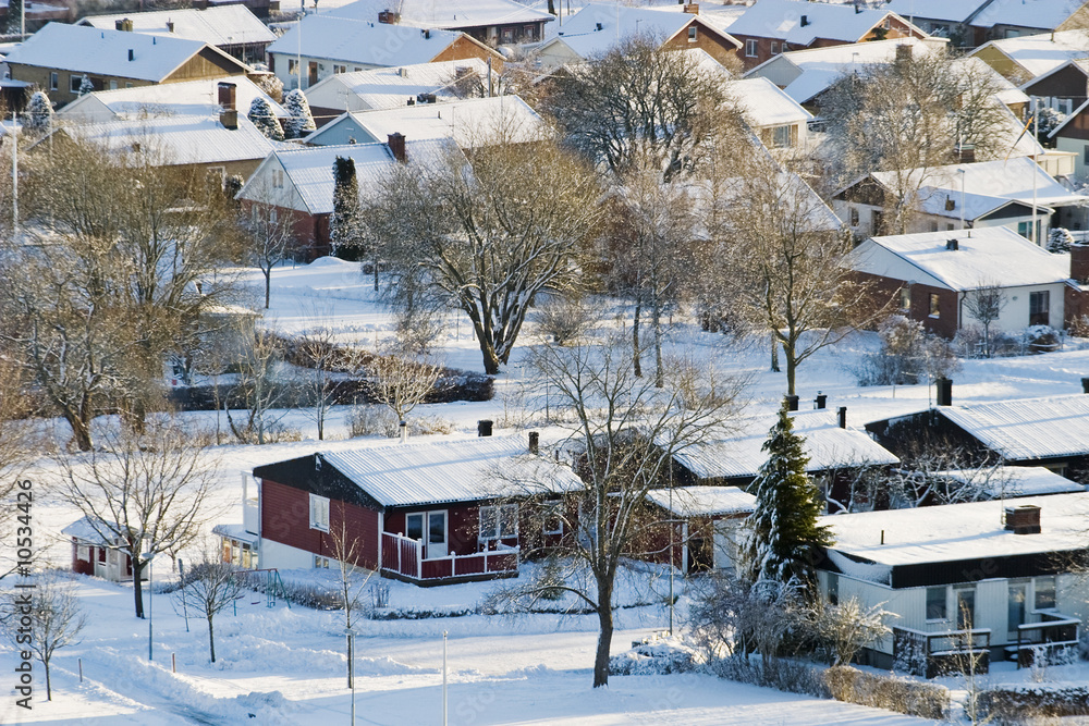 Suburd detached house at wintertime