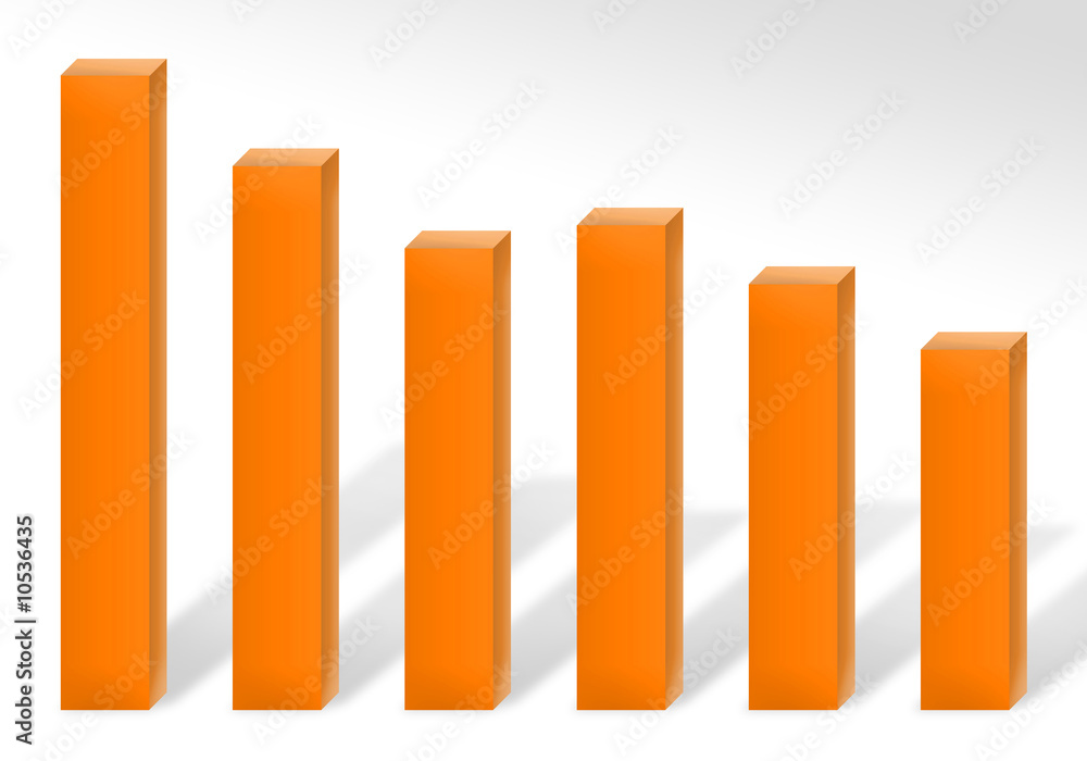 A 3d bar chart illustration showing loss or decline in earnings. A 3d bar chart illustration showing loss or decline in earnings.